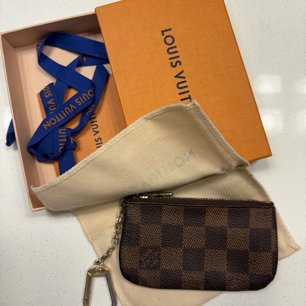 Louis Vuitton Damier Ebene Key Pouch with Gold Accents
